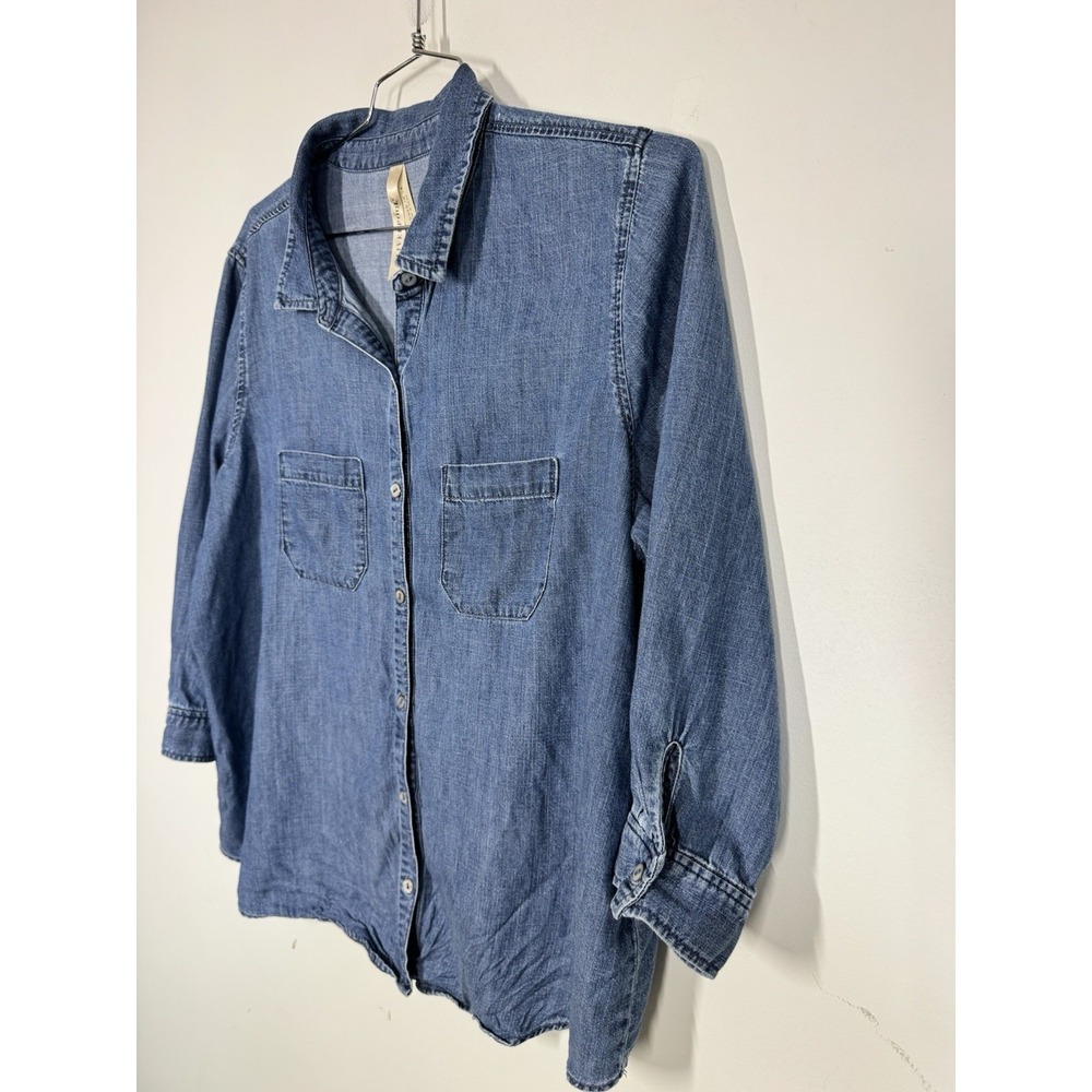 Liverpool Chambray Long Sleeve Button Up Shirt Women's XL Envelope Back Classic - Picture 4 of 9